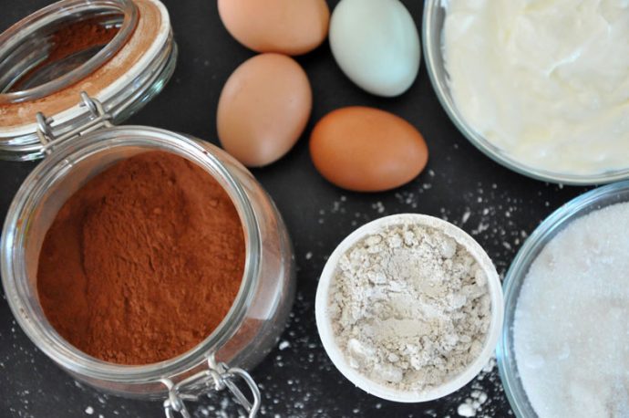 Zutaten für den glutenfreien Schokoladekuchen