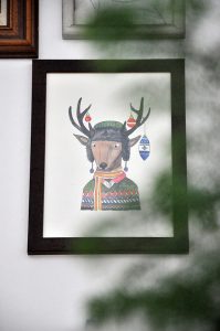 Weihnachtsbild Hirsch von Frau Ottilie im Hausnummersechs