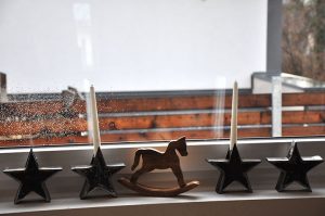 Fensterdekoration Fensterbrettt Kerzenständer Metall Stern von Feinrost