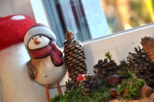 Walddetail - Waldtiere und Waldmaterial als Weihnachtsdekoration